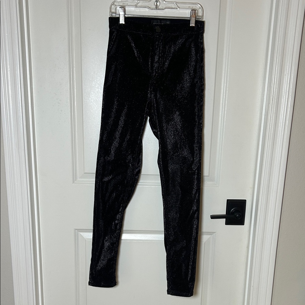 Topshop Shimmering Black High Rise Skinny Pants